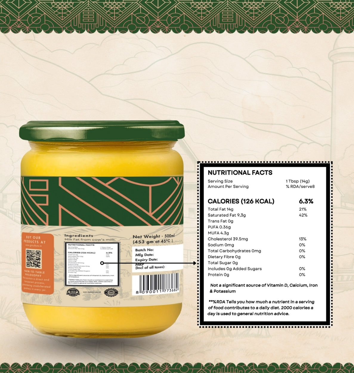Buy A2 Gir Cow Ghee 500ML | Pure Bilona Desi Ghee Online