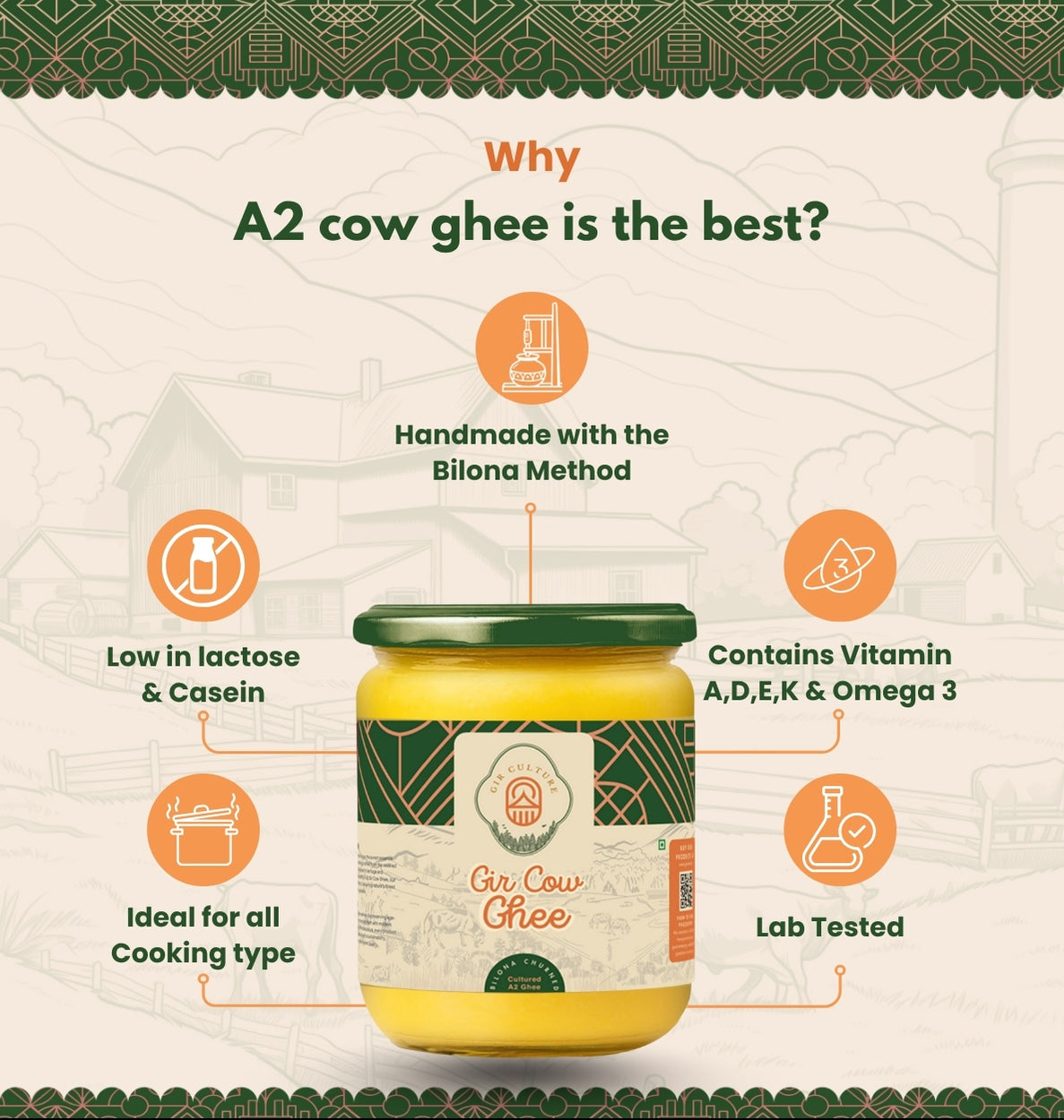 Buy A2 Gir Cow Ghee 500ML | Pure Bilona Desi Ghee Online