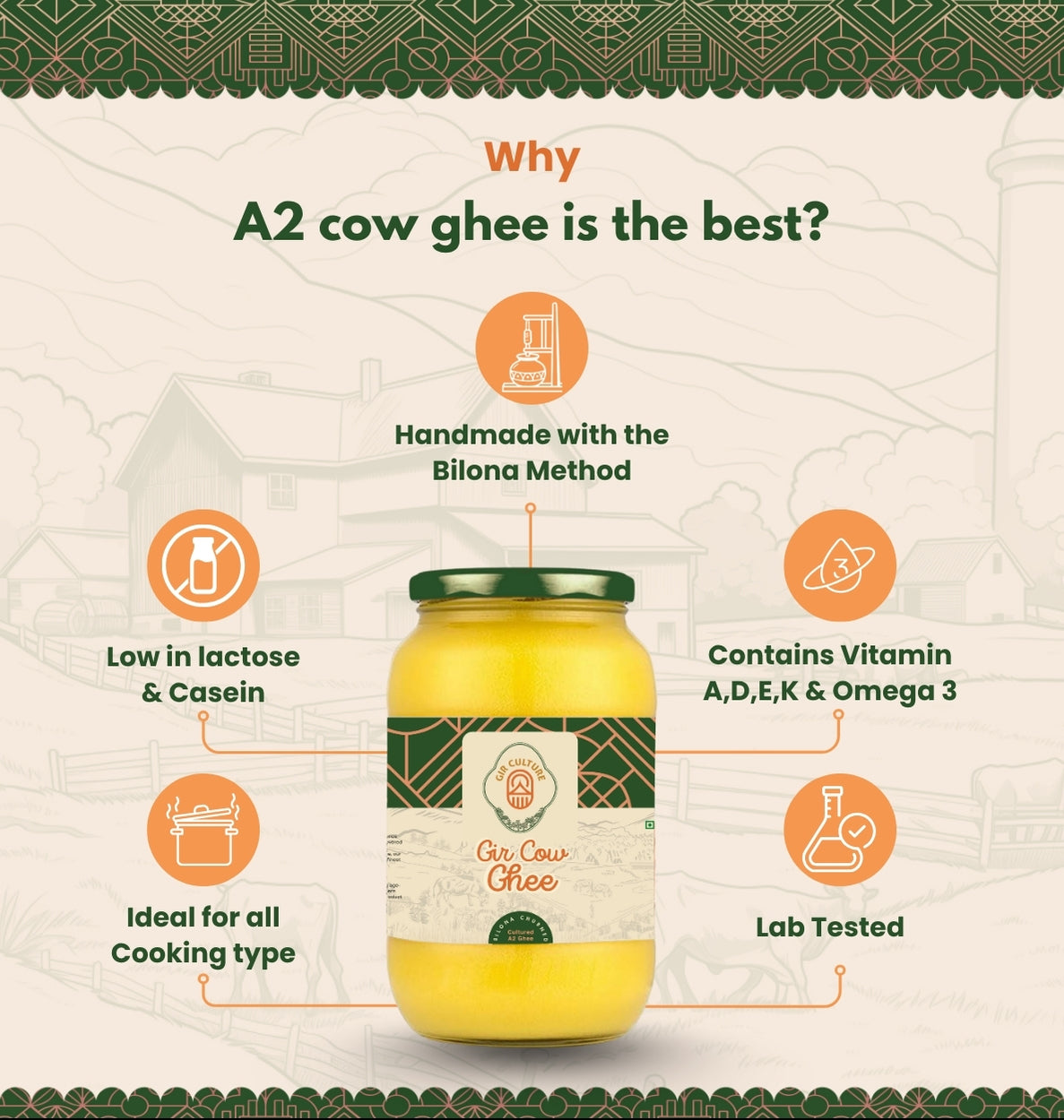 Buy A2 Gir Cow Ghee 1 LTR Online | Bilona Method Pure Desi Ghee